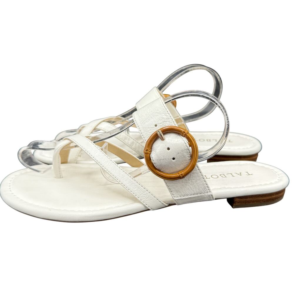 🤍Talbots 7M White Buckle Sandals Slingback Minimalist Preppy Summer Chic Resort